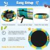 Giantex 10Ft 12Ft 15Ft Inflatable Water Trampoline, Floating Rebounder Trampoline with 500W Blower and 3-Step Rope Ladder, Kids Adults Recreational Water Trampoline for Pool, Lake(Yellow/ Green)
