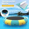 Giantex 10Ft 12Ft 15Ft Inflatable Water Trampoline, Floating Rebounder Trampoline with 500W Blower and 3-Step Rope Ladder, Kids Adults Recreational Water Trampoline for Pool, Lake(Yellow/ Green)