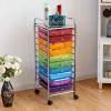 Giantex 12 Drawer Rolling Cart with Drawers, Storage Organizer Cart for Classroom Office School Teacher, Mobile Drawer Cart for Tools, Crafts, Small Printer, Macaron Multicolor(Multicolor)