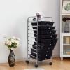 Giantex 12 Drawer Rolling Cart with Drawers, Storage Organizer Cart for Classroom Office School Teacher, Mobile Drawer Cart for Tools, Crafts, Small Printer, Macaron Multicolor(Black)
