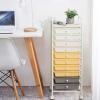 Giantex 12 Drawer Rolling Cart with Drawers, Storage Organizer Cart for Classroom Office School Teacher, Mobile Drawer Cart for Tools, Crafts, Small Printer, Macaron Multicolor(Beige+Yellow+Grey)