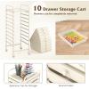 Giantex 12 Drawer Rolling Cart with Drawers, Storage Organizer Cart for Classroom Office School Teacher, Mobile Drawer Cart for Tools, Crafts, Small Printer, Macaron Multicolor(Ivory)