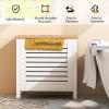 Giantex 12 Gallon Laundry Hamper, Wooden Dirty Clothes Hamper with Removable Lid, Louver Design Clothing Storage Organizer, Laundry Basket for Laundry Room, Bedroom, Bathroom, Easy Assembly, White