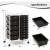 Giantex 15 Drawer Rolling Storage Cart Tools Scrapbook Paper Office School Organizer, Clear(Black)