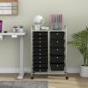 Giantex 15 Drawer Rolling Storage Cart Tools Scrapbook Paper Office School Organizer, Clear(Black)