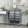 Giantex 15 Drawer Rolling Storage Cart Tools Scrapbook Paper Office School Organizer, Clear(Black Gradient)