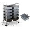 Giantex 15 Drawer Rolling Storage Cart Tools Scrapbook Paper Office School Organizer, Clear(Black Gradient)
