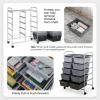 Giantex 15 Drawer Rolling Storage Cart Tools Scrapbook Paper Office School Organizer, Clear(Black Gradient)