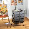 Giantex 15 Drawer Rolling Storage Cart Tools Scrapbook Paper Office School Organizer, Clear(Black Gradient)