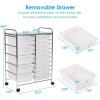 Giantex 15 Drawer Rolling Storage Cart Tools Scrapbook Paper Office School Organizer, Clear(Clear)