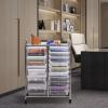 Giantex 15 Drawer Rolling Storage Cart Tools Scrapbook Paper Office School Organizer, Clear(Clear)