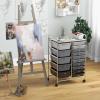 Giantex 15 Drawer Rolling Storage Cart Tools Scrapbook Paper Office School Organizer, Clear(Gray & Black)