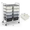 Giantex 15 Drawer Rolling Storage Cart Tools Scrapbook Paper Office School Organizer, Clear(Gray Gradient)