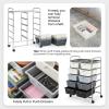 Giantex 15 Drawer Rolling Storage Cart Tools Scrapbook Paper Office School Organizer, Clear(Gray Gradient)