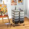 Giantex 15 Drawer Rolling Storage Cart Tools Scrapbook Paper Office School Organizer, Clear(Gray Gradient)