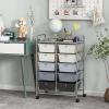 Giantex 15 Drawer Rolling Storage Cart Tools Scrapbook Paper Office School Organizer, Clear(Gray Gradient)