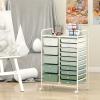 Giantex 15 Drawer Rolling Storage Cart Tools Scrapbook Paper Office School Organizer, Clear(Green Gradient)