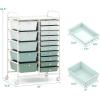Giantex 15 Drawer Rolling Storage Cart Tools Scrapbook Paper Office School Organizer, Clear(Green Gradient)