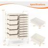 Giantex 15 Drawer Rolling Storage Cart Tools Scrapbook Paper Office School Organizer, Clear(Ivory)