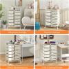 Giantex 15 Drawer Rolling Storage Cart Tools Scrapbook Paper Office School Organizer, Clear(Ivory)