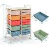 Giantex 15 Drawer Rolling Storage Cart Tools Scrapbook Paper Office School Organizer, Clear(Macaron Multicolor)