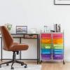 Giantex 15 Drawer Rolling Storage Cart Tools Scrapbook Paper Office School Organizer, Clear(Multicolor)