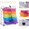 Giantex 15 Drawer Rolling Storage Cart Tools Scrapbook Paper Office School Organizer, Clear(Multicolor)