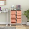 Giantex 15 Drawer Rolling Storage Cart Tools Scrapbook Paper Office School Organizer, Clear(Peach Fuzz)
