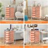 Giantex 15 Drawer Rolling Storage Cart Tools Scrapbook Paper Office School Organizer, Clear(Peach Fuzz)