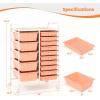 Giantex 15 Drawer Rolling Storage Cart Tools Scrapbook Paper Office School Organizer, Clear(Peach Fuzz)