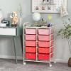 Giantex 15 Drawer Rolling Storage Cart Tools Scrapbook Paper Office School Organizer, Clear(Pink Gradient)