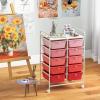 Giantex 15 Drawer Rolling Storage Cart Tools Scrapbook Paper Office School Organizer, Clear(Pink Gradient)