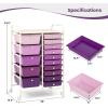 Giantex 15 Drawer Rolling Storage Cart Tools Scrapbook Paper Office School Organizer, Clear(Purple Gradient)
