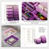 Giantex 15 Drawer Rolling Storage Cart Tools Scrapbook Paper Office School Organizer, Clear(Purple Gradient)