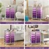 Giantex 15 Drawer Rolling Storage Cart Tools Scrapbook Paper Office School Organizer, Clear(Purple Gradient)