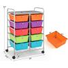 Giantex 15 Drawer Rolling Storage Cart Tools Scrapbook Paper Office School Organizer, Clear(Rainbow)