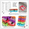 Giantex 15 Drawer Rolling Storage Cart Tools Scrapbook Paper Office School Organizer, Clear(Rainbow)