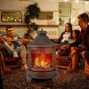 Giantex 2 in 1 Outdoor Fire Pit with Grill, 30 Inch Metal Chiminea, Wood Burning Fireplace with Chimney, Spark Screen Door & Fire Poker, Patio Firepit for Garden, Backyard, BBQ