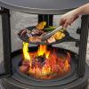 Giantex 2 in 1 Outdoor Fire Pit with Grill, 30 Inch Metal Chiminea, Wood Burning Fireplace with Chimney, Spark Screen Door & Fire Poker, Patio Firepit for Garden, Backyard, BBQ