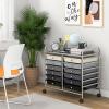 Giantex 20-Drawer Storage Drawer Cart, Rolling Organizer Cart for Office School Tools Scrapbook Paper, Utility Rack on Wheels (Multicolor)(Black Gradient)