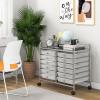 Giantex 20-Drawer Storage Drawer Cart, Rolling Organizer Cart for Office School Tools Scrapbook Paper, Utility Rack on Wheels (Multicolor)(Clear)