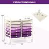 Giantex 20-Drawer Storage Drawer Cart, Rolling Organizer Cart for Office School Tools Scrapbook Paper, Utility Rack on Wheels (Multicolor)(Purple Gradient)