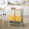 Giantex 20-Drawer Storage Drawer Cart, Rolling Organizer Cart for Office School Tools Scrapbook Paper, Utility Rack on Wheels (Multicolor)(Yellow)