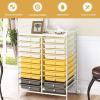 Giantex 20-Drawer Storage Drawer Cart, Rolling Organizer Cart for Office School Tools Scrapbook Paper, Utility Rack on Wheels (Multicolor)(Yellow)