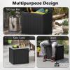 Giantex 25 Gallon Outdoor Storage Box, Patio Deck Box with Lockable Lid, Wicker-woven Texture, Waterproof Storage Bench for Pool Accessories, Garden Tools, Package Delivery, Patio Furniture (Black)(Black)