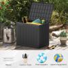 Giantex 25 Gallon Outdoor Storage Box, Patio Deck Box with Lockable Lid, Wicker-woven Texture, Waterproof Storage Bench for Pool Accessories, Garden Tools, Package Delivery, Patio Furniture (Black)(Black)