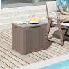 Giantex 25 Gallon Outdoor Storage Box, Patio Deck Box with Lockable Lid, Wicker-woven Texture, Waterproof Storage Bench for Pool Accessories, Garden Tools, Package Delivery, Patio Furniture (Black)(Brown)