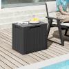 Giantex 25 Gallon Outdoor Storage Box, Patio Deck Box with Lockable Lid, Wicker-woven Texture, Waterproof Storage Bench for Pool Accessories, Garden Tools, Package Delivery, Patio Furniture (Black)(Black)