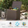 Giantex 25 Gallon Outdoor Storage Box, Patio Deck Box with Lockable Lid, Wicker-woven Texture, Waterproof Storage Bench for Pool Accessories, Garden Tools, Package Delivery, Patio Furniture (Black)(Brown)