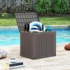Giantex 25 Gallon Outdoor Storage Box, Patio Deck Box with Lockable Lid, Wicker-woven Texture, Waterproof Storage Bench for Pool Accessories, Garden Tools, Package Delivery, Patio Furniture (Black)(Brown)